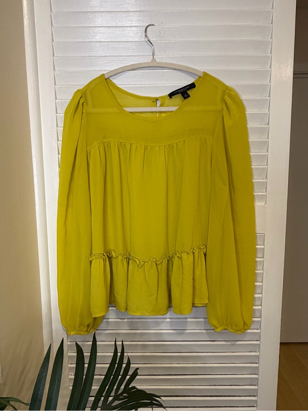 Marc New York Yellow/Green Peplum Blouse Size M